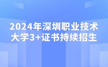 2024年深圳职业技术大学3+证书持续招生