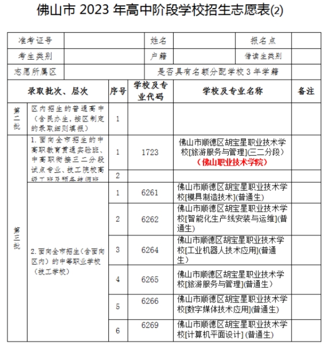 佛山市顺德区胡宝星职业技术学校中考志愿填报指南