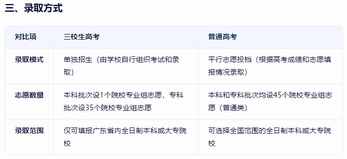 广东三校生高考和普通高考有什么区别